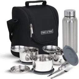 STELLA PRO Stainless Steel 3 Containers 350ml, with Bottle 750ml & Cutlery 3 Containers Lunch Box-18