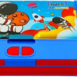 extraposh Space Jumbo Pencil Box- Big Size|Double sided with 6 Hidden push Button Pockets Geometry Box image 2