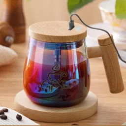 Electric Self Stirring with Lid, 400ml Electric Mixing Cup with Lid & Handle Glass Coffee Mug-image-43