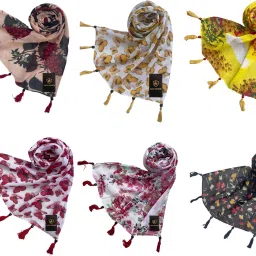 Printed Chiffon Women Multicolor Fancy Scarf, Scarf, Stole-image-44