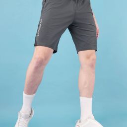 Solid Men Black Sports Shorts-image-8