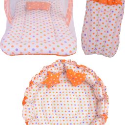 Cotton Infants New Born Baby Care Essential Bedding Set Combo Mosquito Net-image-68