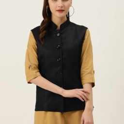 Women Solid Nehru Jacket-image-15