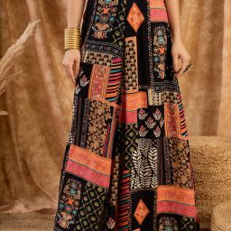 Women Printed A-line Black Skirt-image-12
