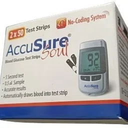 AccuSure Soul (No Coding) 100 Glucometer Strips-image-1