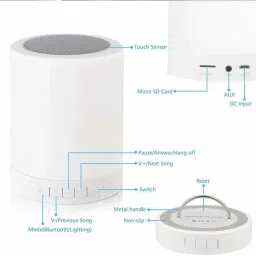 Taimoor Sales Smart Touch Night Light with Bluetooth Music Speaker, Dimmable Color Changing RGB Bedside Lamp, Portable Mood Light Speakers, Night Light Bluetooth Speaker, Portable Wireless Bluetooth Speakers, Touch Control, Color LED Speaker, Speakerphone/TF Card/AUX-in Supported Speaker Mod image 3