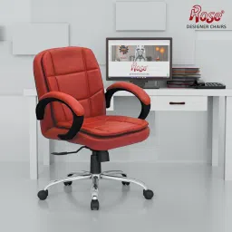 ROSE Oliveya Leatherette Executive Mid Revolving Chair, 1 Year Warranty, Leatherette Office Arm Chair-picture-22