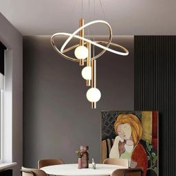 LED Gold 3 Light Curvy Pendant Chandelier Light - Warm White Pendants Ceiling Lamp-image-59