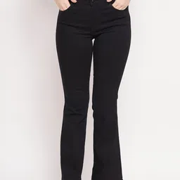 madame Women Flared Mid Rise Black Jeans-picture-19