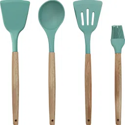 4-Pcs Silicone Spatula Cooking Set with Wooden Handles for Non-Stick Cookware Kitchen Tool Set-8