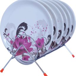 Melamine Flowers Printed Full Size Round Dinner Plate (Multicolour) Sizzler Tray-12