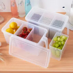 Plastic Kitchen Organizer Set Food Storage Containers Organization for Refrigerator Storage Basket-image-23