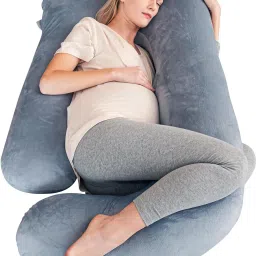 ultra soft j shaped pillow Microfibre, Polyester Fibre Solid Pregnancy Pillow Pack of 1-image-75