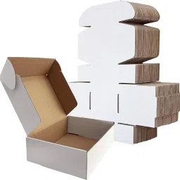 Self-Locking Box Craft Paper White Corrugated Cardboard Box 4x4x1.5 – 3-Ply Small Flat Boxe Packaging Box-14