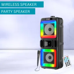 SACRO Pushpa(PORTABLE BLUETOOTH PARTY SPEAKER) 3D Sound With Karaoke Mic/RGB LightE338 40 W Bluetooth Party Speaker-picture-4
