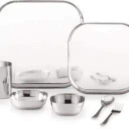Stainless Steel Stainless Steel Square Dinner Set, Victorian Dinner Set 7 Pcs. Dinner Set-image-62