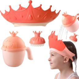 Baby Shower Cap Adjustable Silicone Crown Shampoo Bath Cap Massage Comb Visor-image-71