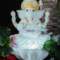 expleasia White Fiber Glass Lotus Ganesha Indoor Water Fountain-picture-15