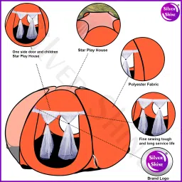 silver shine Foldable delightful patterns Popup Kids Play Tent House for Multi Purpose image 4