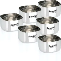 Stainless Steel Dessert Bowl Heavy Gauge Stainless Steel Square Bowl / Wati / Katori with Mirror Finish –7cm-image-87