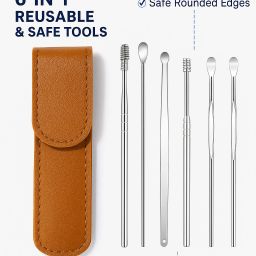 Ear Wax Removal Kit Stainless Steel Safe Kit Reusable Ear Cleaner Pick with Case-image-30