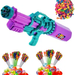 (1 Pichkari + 6 Magic Balloon + 200 Water Balloon)for Kids Holi Pool Party Fun Water Gun-image-48