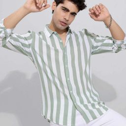 Men Slim Fit Striped Spread Collar Casual Shirt-image-15