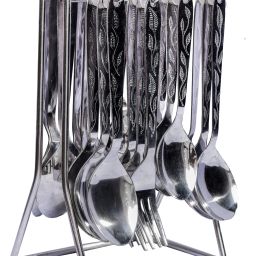 Cutlery Set with stand - Set of 25 (Contains: 6 Master Spoons, 6 Tea Spoons, 6 Forks, Stainless Steel Cutlery Set-39
