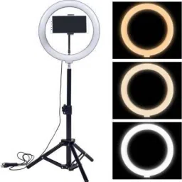 NEELTREDE Dimmable 3-Modes LED Ring Light with Tabletop Stand with (BLACK 2000G) Ring Flash-image-33