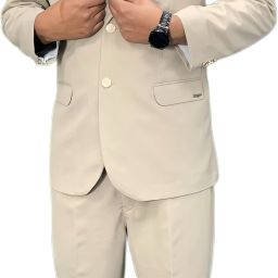 Men Single Breasted Solid Suit-image-63