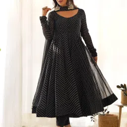 Printed, Checkered, Colorblock, Floral Print, Solid, Self Design, Embellished Georgette Stitched Anarkali Gown-image-6