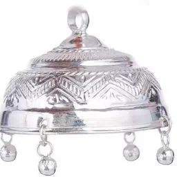 ASTRO-D White 999 pure Silver Chatar 5.5" inch 55 gm Decorative Showpiece - 7 cm-image-39