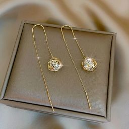 Korean Earrings Drop Chain For women Girls Stylish Western light weight Casual Alloy Drops & Danglers-image-48