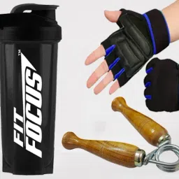Workout Power Combo Gym Shaker Bottle With Gym Gloves & Mini Gripper Fitness Accessory Kit Kit-image-68