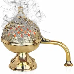 Home Purifying Brass Dhuna Loban Burner Dhooni Dhoop Dani Dhuni Brass Brass Table Diya-image-77