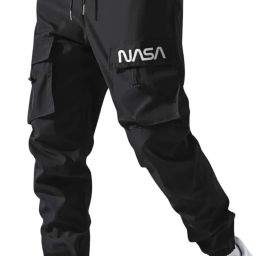 Men Printed Black Track Pants-image-49