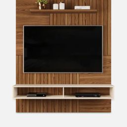 casacraft from pepperfry Braga Wall Mounted Entertainment Unit in Carvalho Nobre & Off White Finish-picture-11