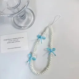 Snowys Shop Korean Blue Bow Beaded Phone Charm for Girls – Lanyard Keychain Phone Charm Phone Charm-image-39