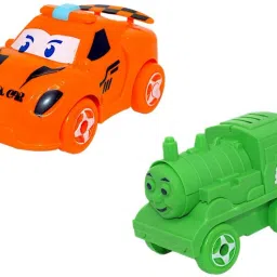 Transformer Orange Car And Green Engine Combo-image-2
