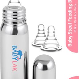 Steel Baby Milk Bottle with Silicone Nipple Newborn Baby Feeding Bottle For Kids - 240 ml-image-36
