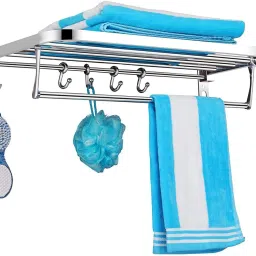 Delux Stainless Steel Folding Towel Rack for Bathroom (2 Feet Long) Towel Stand/Towel Hanger/Towel Holder/Bathroom Accessories SILVER Towel Holder-image-30