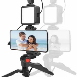 AMUSING Top Selling Vlogging kit with tripod, holder, microphone & led light, Bt-Remote Monopod Kit, Tripod Kit-18