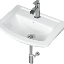 Wall Hung Glossy Finish White Sink Wash Basin for Bathroom Size 18 x 13 x 6 Inch Wall Hung Basin-image-23