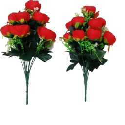Flower Bunch, Artificial Beautiful Roses For Home Decoration(15 inch, Pack of 2) Red Rose Artificial Flower-image-55