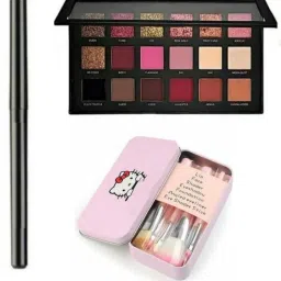 Long Lasting Smudge Proof Eye makeup Kajal + Rose gold remastered eyeshadow palette + 7 PC's makeup Brush set-picture-19