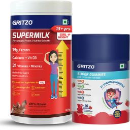 SuperMilk Height+ ( 13+y Girls), 13g Protein with Super Gummies-image-67