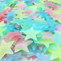 Glowing Stars Sticker Colourful Glow In The Dark Star Wall Pack of 50-21