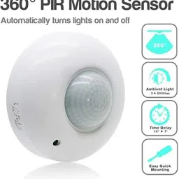 ultronix 360 Degree PIR Motion Light Sensor, Light Switch Energy Saving Motion Detector Sensor Switch Ceiling Mounted LUX Adjustment, Time Adjustment, Automatic Sensor 220V Automatic Light Switch Wired Sensor Security System image 5