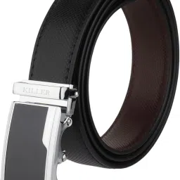 Men Black Artificial Leather Belt-image-2