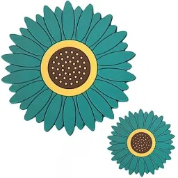 Creative Sunflower Coasters Set - Non-Slip- Heat Insulated Pad for Home Kitchen, Dining Room, Tea & Coffee Table, Green(Big-20cm,Small-10cm) Trivet-11